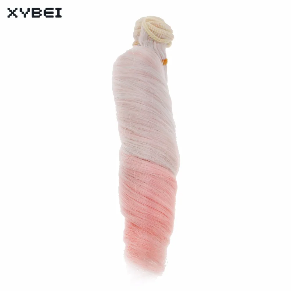 Волнистые волосы для кукол BJD 1 шт. 15 см * 100 разноцветные розовые и синие ручной