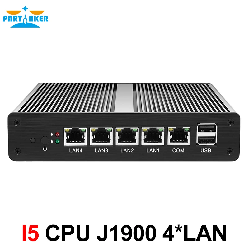 Причастник Мини ПК Сервер Pfsense OS J1900 Четырехъядерный 4 LAN 1080P 12V мини настольный