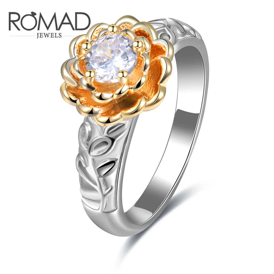 2017 Винтаж с цветочным принтом стекируемые кольцо для Для женщин Свадебные