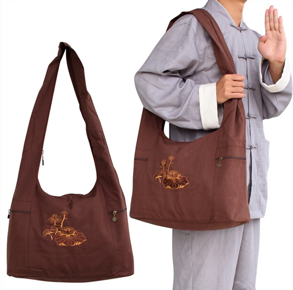 Двухслойная тонкая хлопковая Холщовая Сумка слинг для Будды 3 цвета сумка через