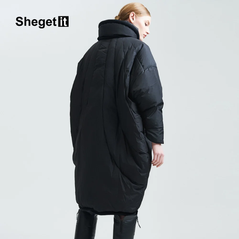 Shegetit 2017 зимнее женское пуховое пальто парка теплая зимняя куртка минус 20