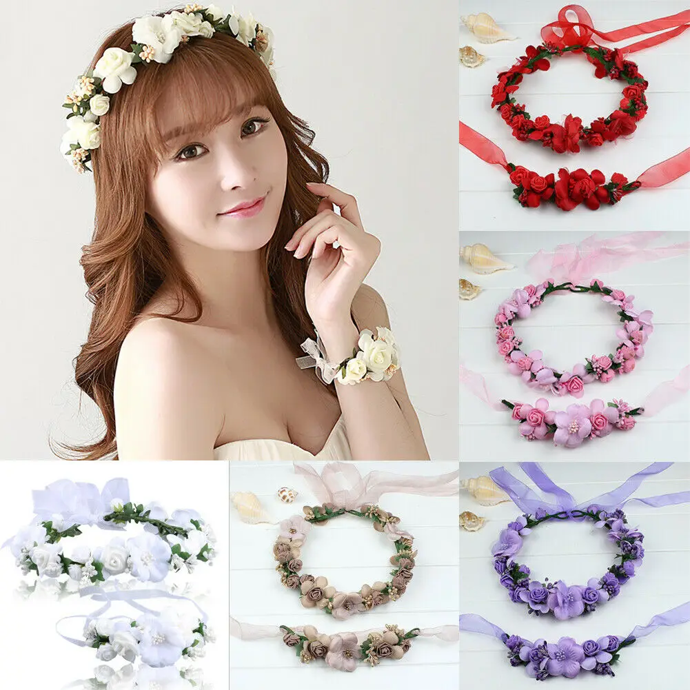 Женский свадебный обруч для волос с цветочным орнаментом Модный комплект из двух