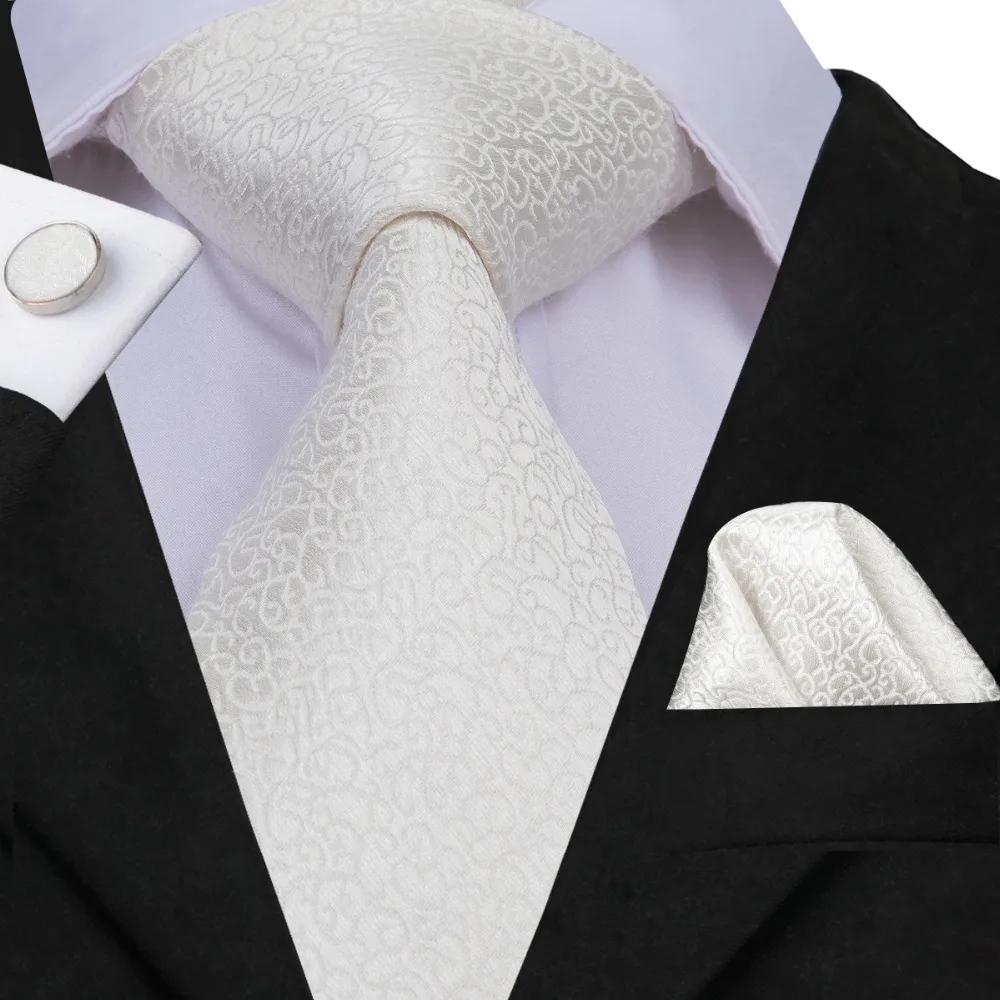 

Галстук Hi-Tie галстук от известного бренда для мужчин, белый однотонный Шелковый жаккардовый тканый платок с узором для свадебной вечеринки, ...