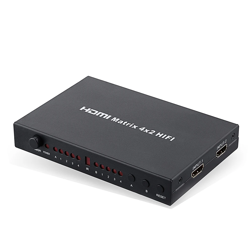 Матрица 4X2 HDMI матрица с Аудио 2X2 матричный коммутатор переключатель 4 в 2