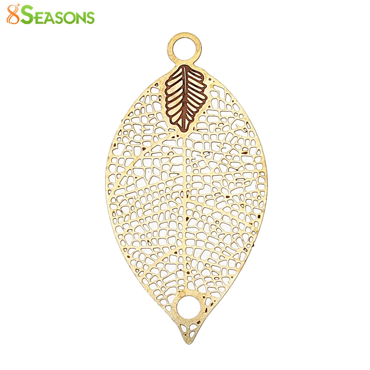 8SEASONS Brass Filigree Stamping Connectors Findings Leaf Original Color 31mm(1 2/8") x 16mm( 5/8") 50 PCs | Украшения и