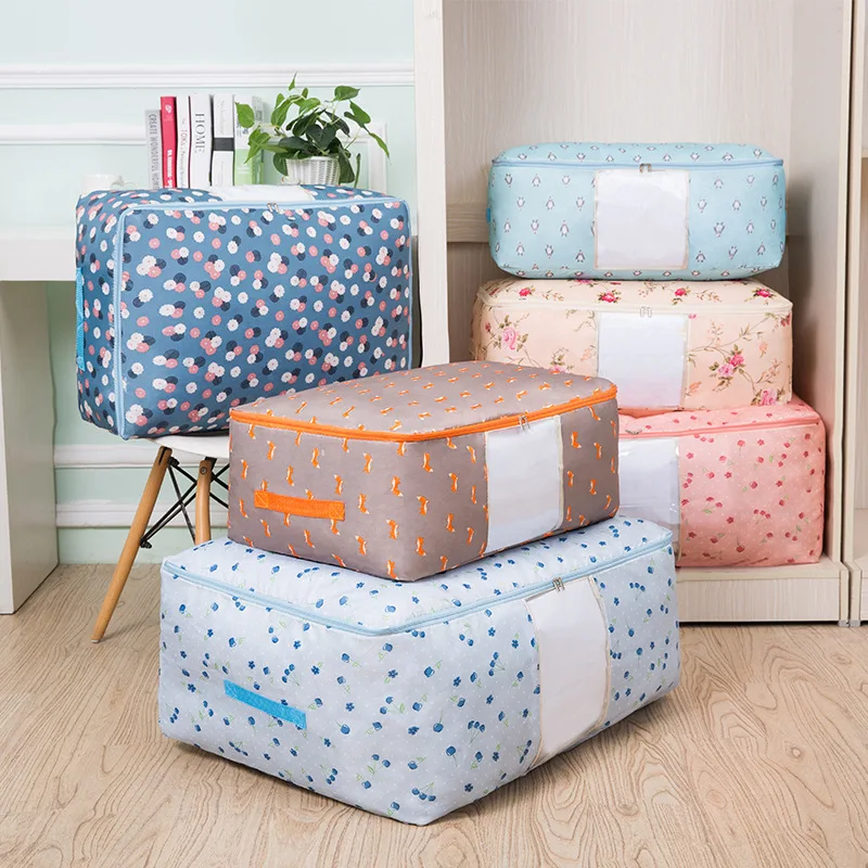 

Portable Waterproof Quilt Storage Bag Folding Clothes Pillow Blanket Pouch Larger Capacity Wardrobe Closet Organize Accessories
