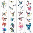 Акварель Flash временная татуировка Колибри женщины Стрекоза птицы боди-арт татуировки водостойкие Поддельные DIY живопись татуировки наклейки