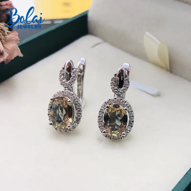 Bolai nano diaspore серьги-гвоздики, серебро 925 пробы, меняющие цвет драгоценных камней, хорошее ювелирное изделие для женщин, подружки невесты, свадебные элегантные