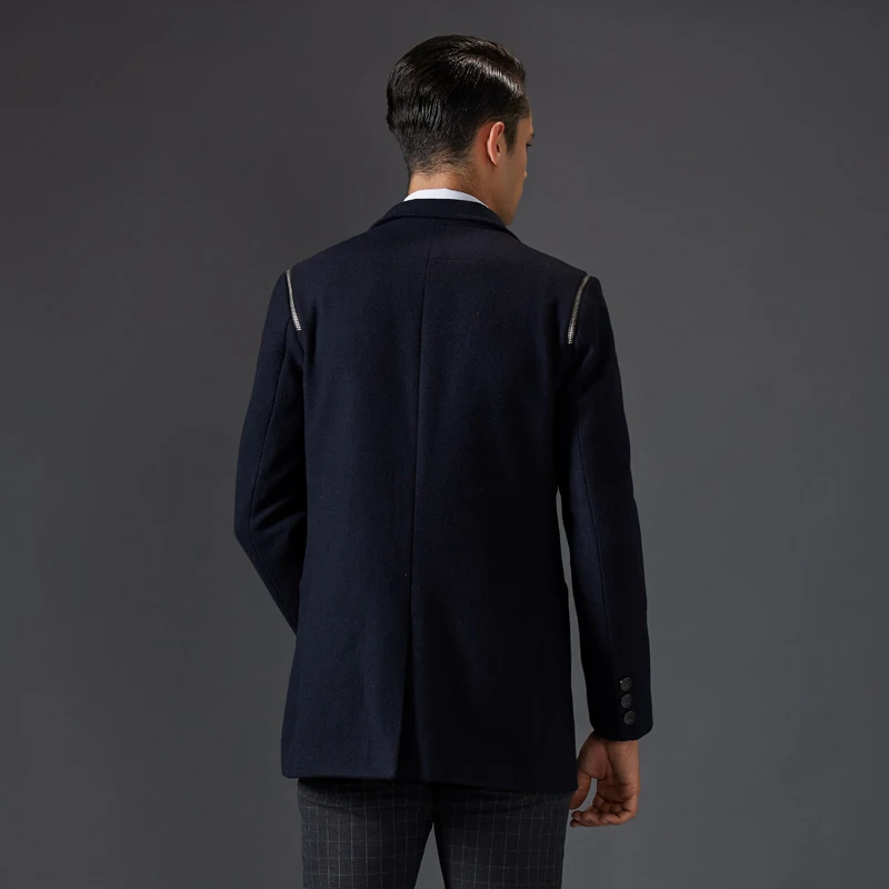 

Winter Men's Fashion Business Casual Men's Thicking Trench Coat Woollen Overcoat Men Single Breasted Jackets Windbreaker 2017