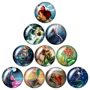 Новые Красивые Морские русалки 10 шт Смешанные 12 мм16 мм18 мм25 мм круглые фото стеклянные кабошоны демонстрационные плоские задние делая результаты ZB0701