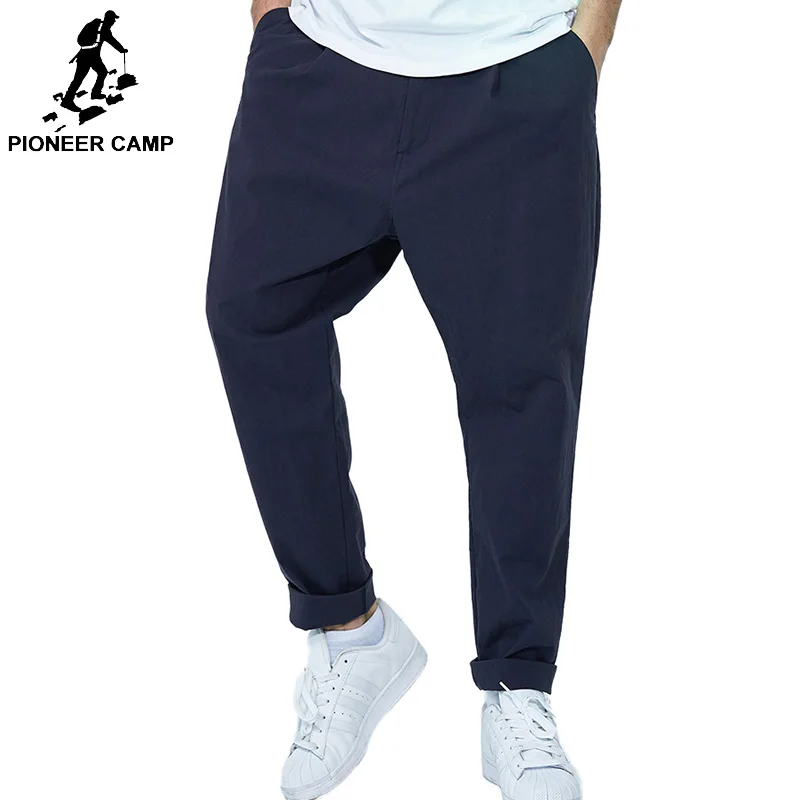 Pioneer Camp simple Casual Men Pants Cotton Slim Straight Trousers Fashion Loose Solid Black/light Green Male AXX901032 | Мужская одежда