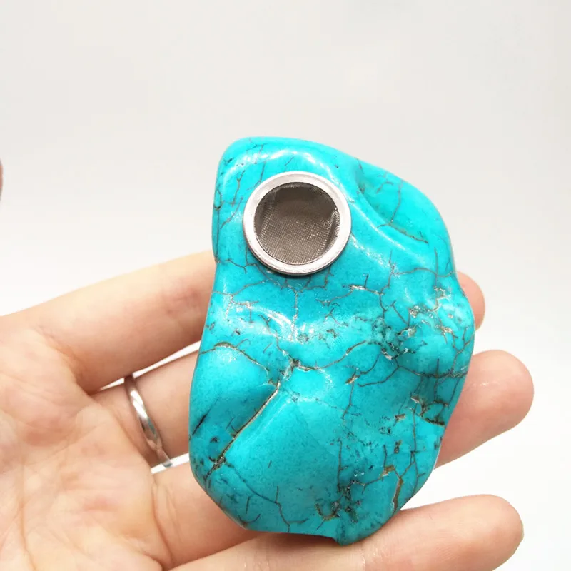 

natural Irregular bule turquoise crystal smoking pipe wands reiki healing gifts wholesale price