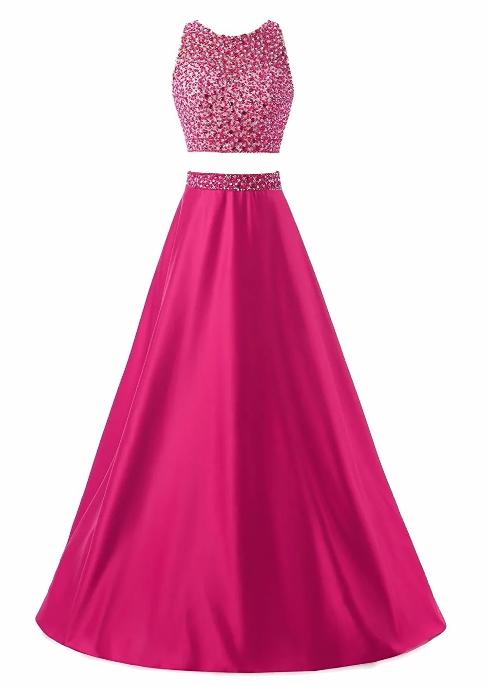 Женское атласное платье двойка Длинный топ с открытой спиной и бисером в пол для