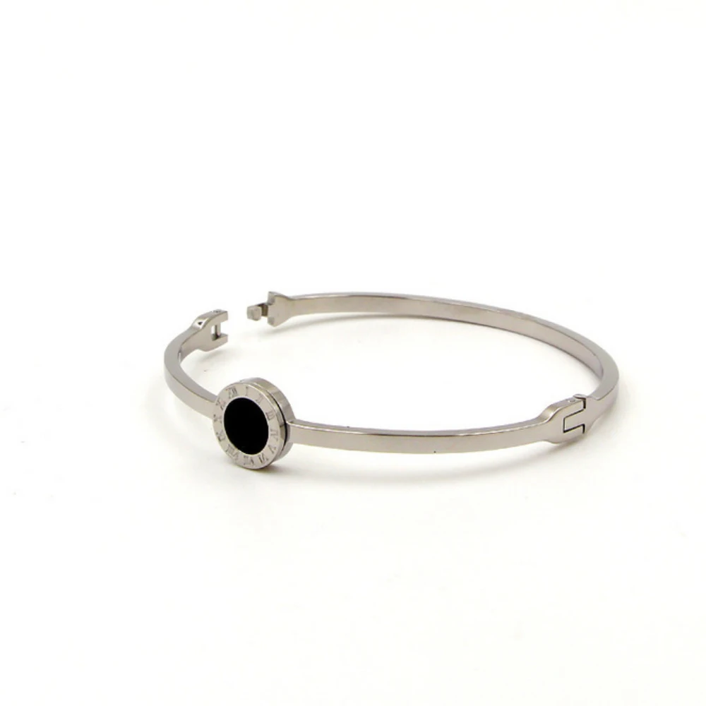 Fashion Stainless Steel Black Shell Thin Bangle Bracelet With Roma Numerals | Украшения и аксессуары