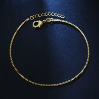 simple 2mm box chain anklets for women silverygold color classic chain foot jewelry gift for girls drop shipping