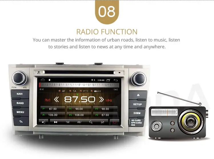 LJDA 2 Din Android 10,0 автомобильный dvd-плеер для Toyota Avensis T27 2009- Wifi gps Радио 2 Гб ram 16 Гб rom четырехъядерный Мультимедийный USB