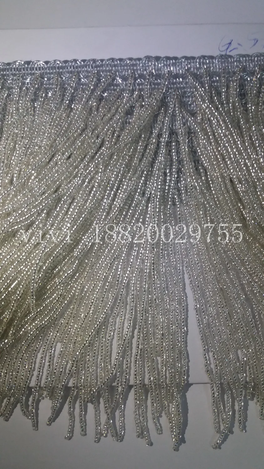55 ярдов, серебряные бусины, бахрома с кисточкой, ширина 15 см для украшения платья/модного дизайнера