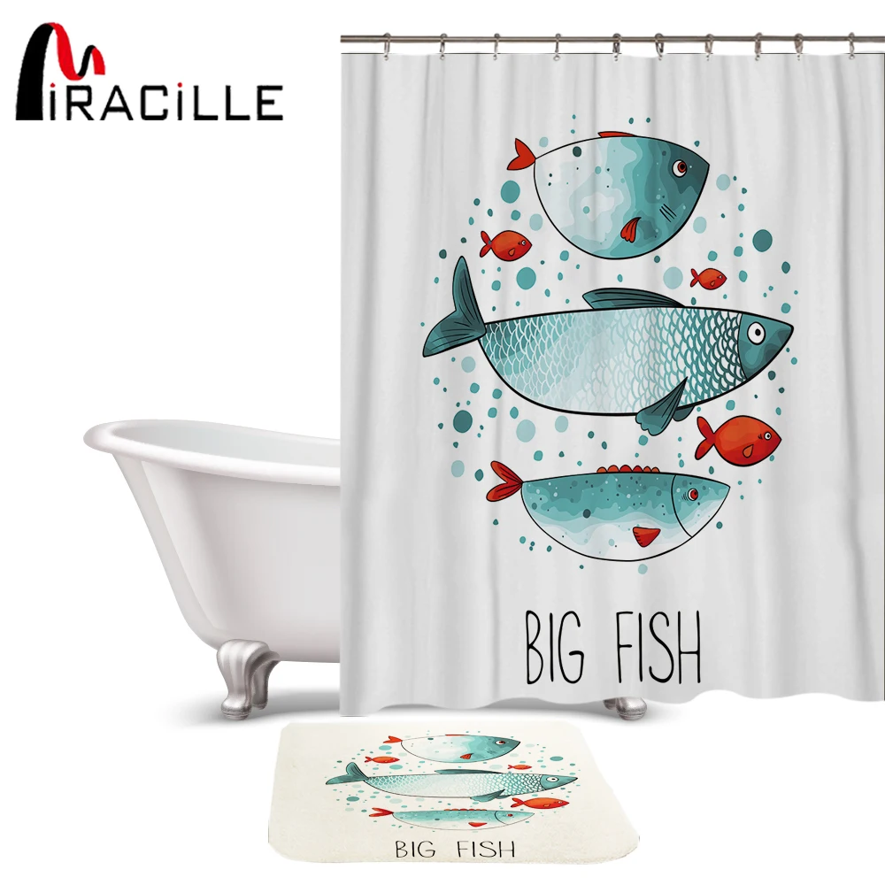 Miracille Ocean Styles рисунок рыбы полиэфирная ткань водонепроницаемая занавеска для
