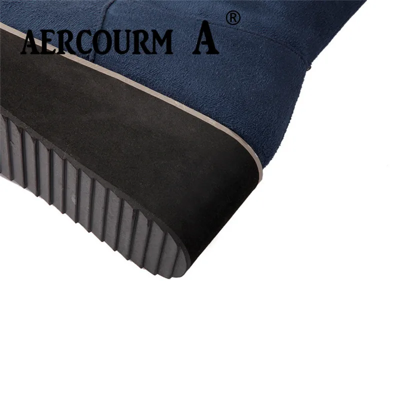 Aercourm A/женские осенние сапоги выше колена женские сапоги из флока на платформе зимние сапоги ручной работы без застежки обувь винно-красного, черного, синего цвета