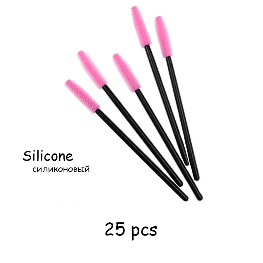 25pcs Pink Black Одноразовые силиконовые гелевые, для ресниц расческа щетки для туши 25/50 шт в наборе, удлинение ресниц профессиональный инструмент Красота инструмент для макияжа - Цвет: 25pcs Pink Black
