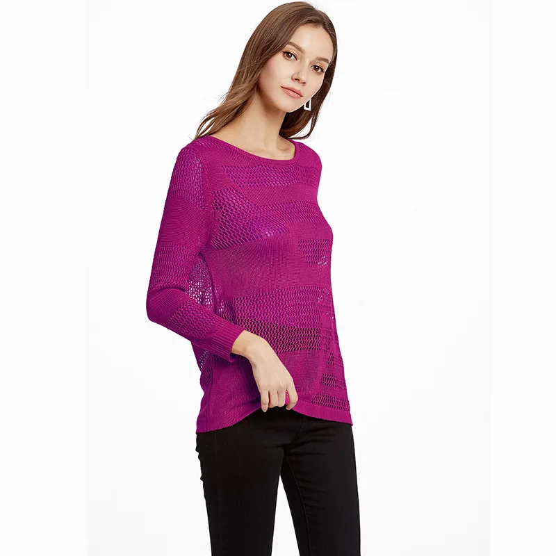 Джемпер Акция 2019 Весна и лето новый сексуальный полый пуловер свитер чистый цвет