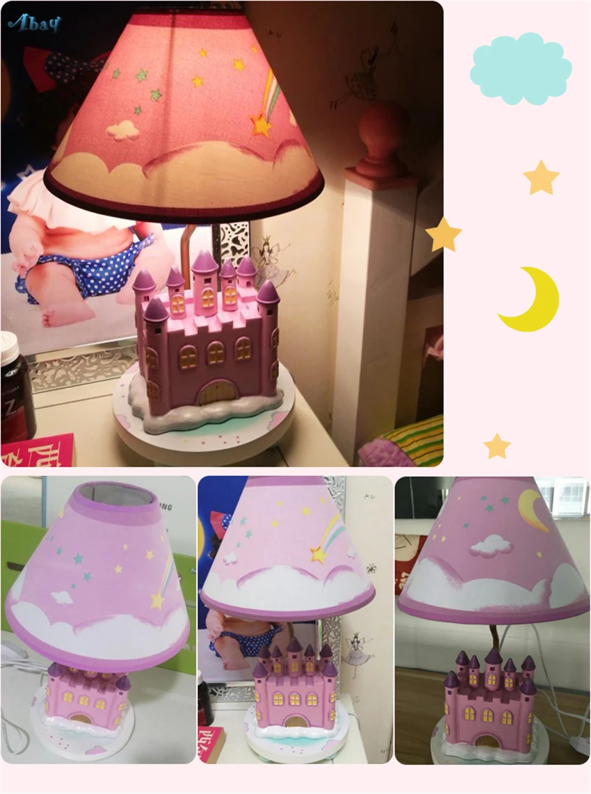 Розовый Замок принцессы настольные лампы для девочек спальня прикроватная комната с вилкой Декор детей подарок к празднику исследование