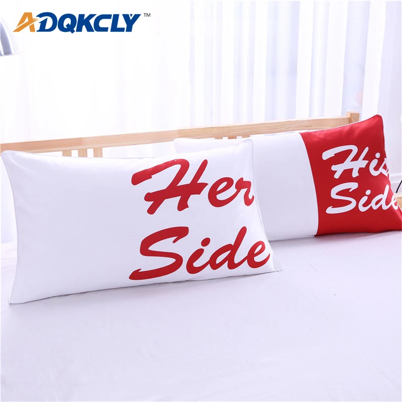 Декоративные наволочки ADQKCLY Her &amp His Белая Подушка из микрофибры с принтом на