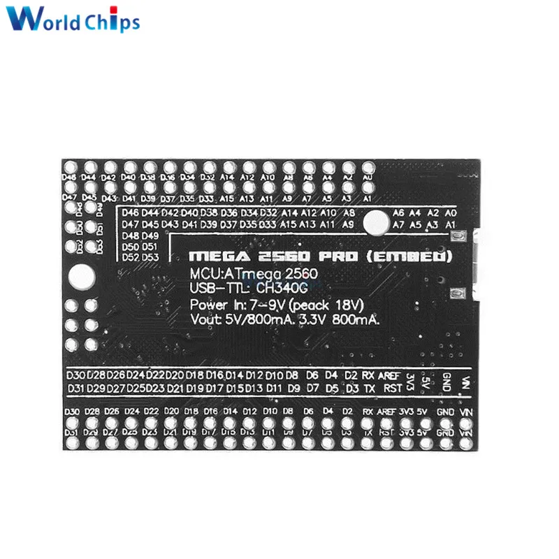 Встроенный чип MEGA 2560 PRO CH340G/Φ с штыревыми разъемами совместимый Arduino Mega2560 модуль