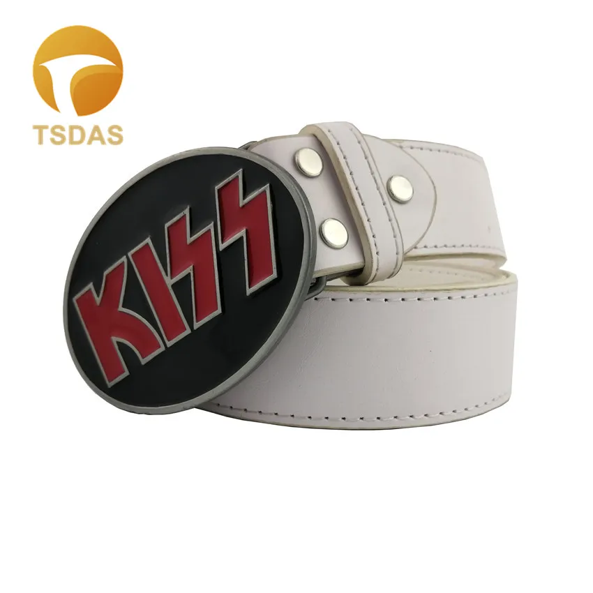 2 Новая овальная пряжка для ремня Kiss с черным покрытием, модный мужской ремень, аксессуары, металлическая пряжка для ремня, длина ремня 4 см - Цвет: 2
