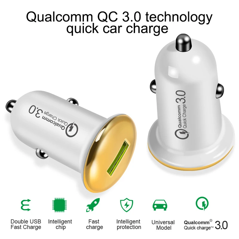 Быстрое Автомобильное зарядное устройство QC3.0 USB для iPhone Xiaomi Samsung зарядные