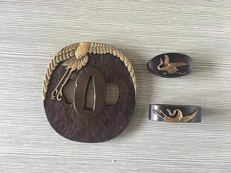Меч Tsuba наборы японский самурай катана защита фучи Кашира латунный материал