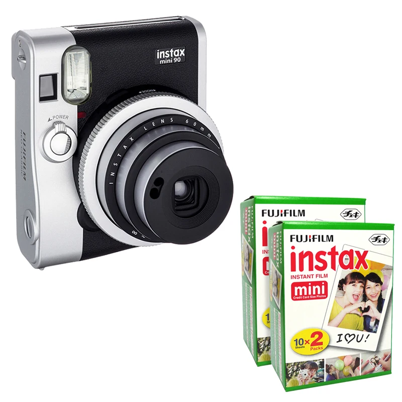 Камера Fujifilm Instax Mini 90 NEO Classic Black Instant Film + пленка Fuji White Edge 40|film camera|instant film camerafujifilm instax