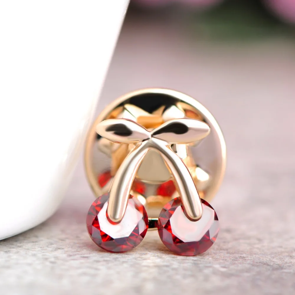 Маленькая брошь в виде фруктов Красного циркона вишни букет Хрустальный