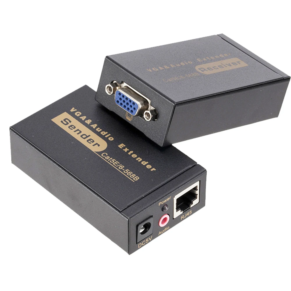 VGA UTP удлинитель VGA AV Ретранслятор с аудио cat5e/6 кабель до 100 м с адаптером питания