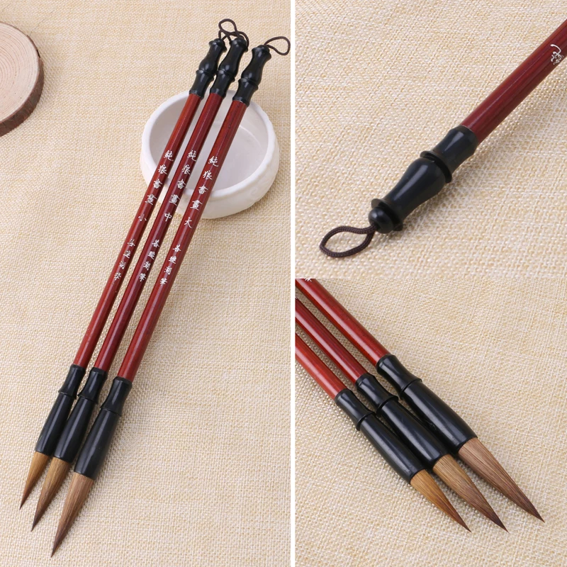 

1PC Chinese Calligraphy Brushes Pen Wolf Hair Writing Brush Wooden Handle