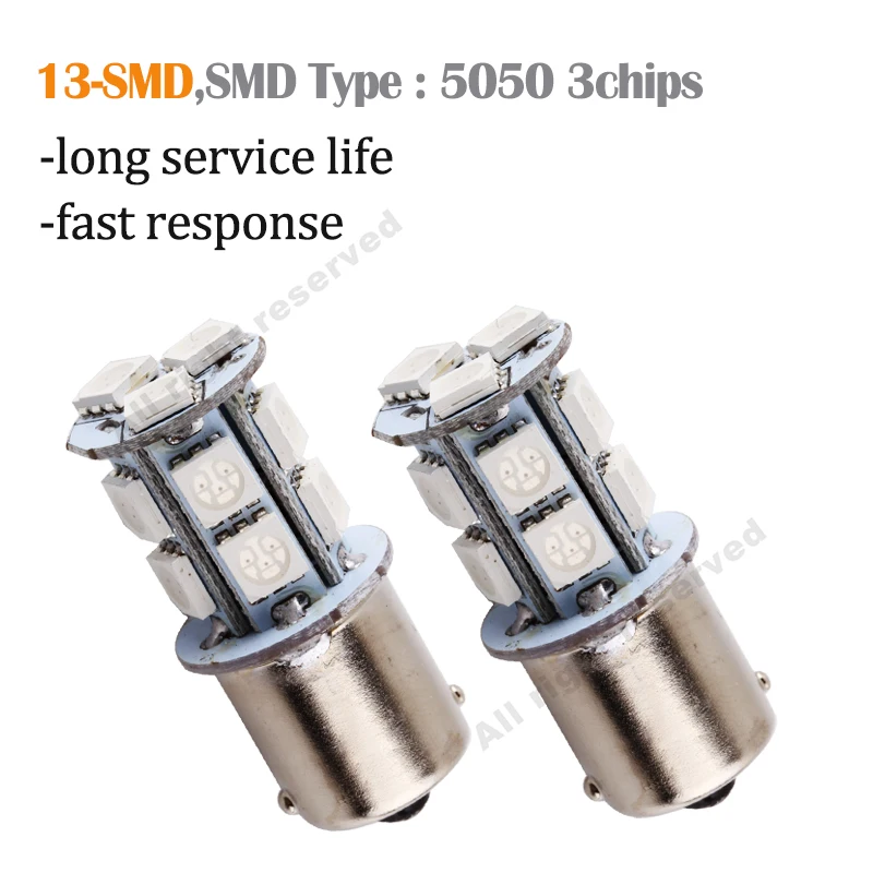 10 шт. 1156 BA15S светодиодный 13 SMD r5w задний фонарь стоп-сигнал поворота s25 ba15s p21w