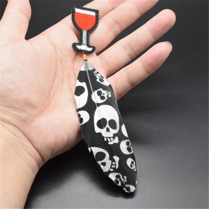 Women boy clothes badge embroidery iron on patch deal with it red cup Skull feather Punk biker patches for clothing Diy stickers | Дом и сад