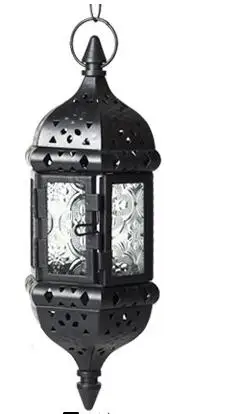 Black 4PCS Винтажный металлический полый стеклянный марокканский подвесной чайный светильник, декоративный фонарь, совпадающий блок свечей, маленький чайный светильник, домашний декор - Цвет: Black 4PCS
