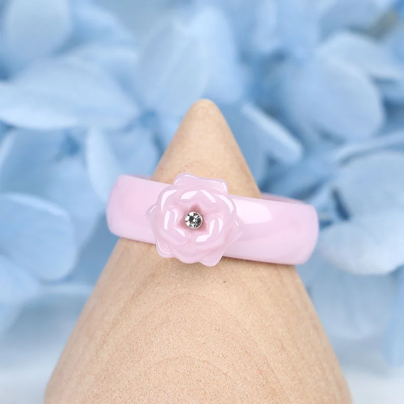 Милые кольца ювелирные изделия с розовым цветком искусственный кристалл