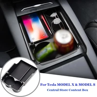 car center console tray armrest storage box for tesla model xs high quality stowing tidying organizer phone card drink bottle