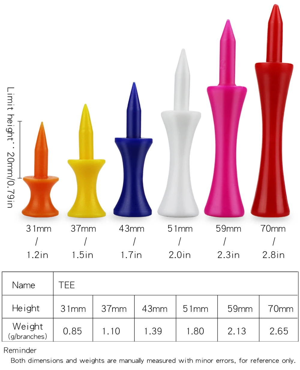 Пластиковые Тройники для гольфа упаковка из 50 понижающих тройников красочные