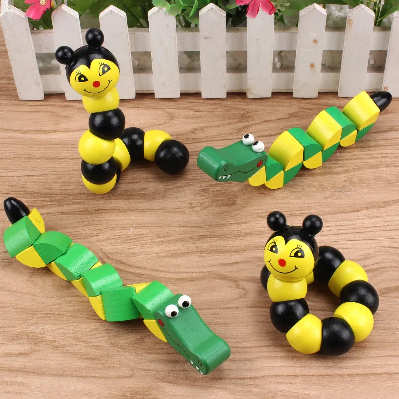 3D головоломка деревянная игрушка Изменяемая форма червь твист кукла гусеница