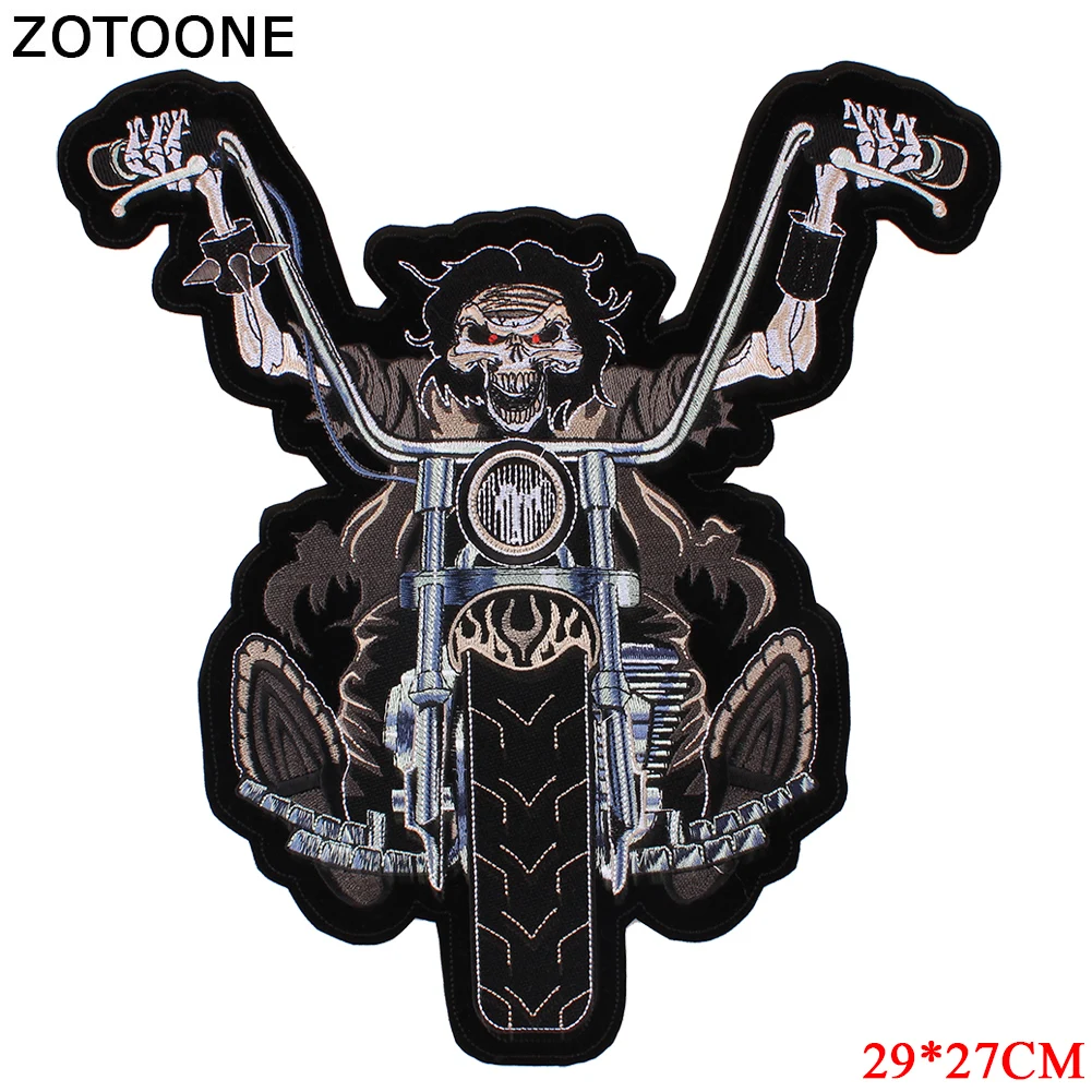 ZOTOONE Ретро панк череп патч железные на большие Пластыри для спины шитье на одежду Орел велосипед вышивка патчи для одежды значки E