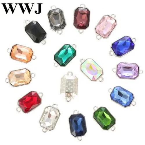 

10x14mm 20pcs 2 Loops Oblong Octagon Crystal glass loose rhinestones Pendant/Bracelet/diy clothing accessories