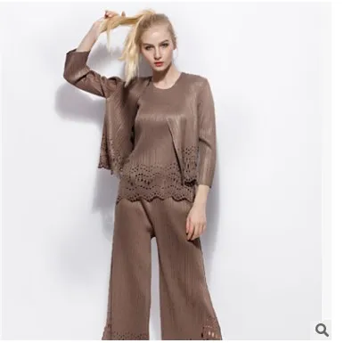 Miyake fold/осенний комплект из трех предметов плиссированное пальто с рукавом три