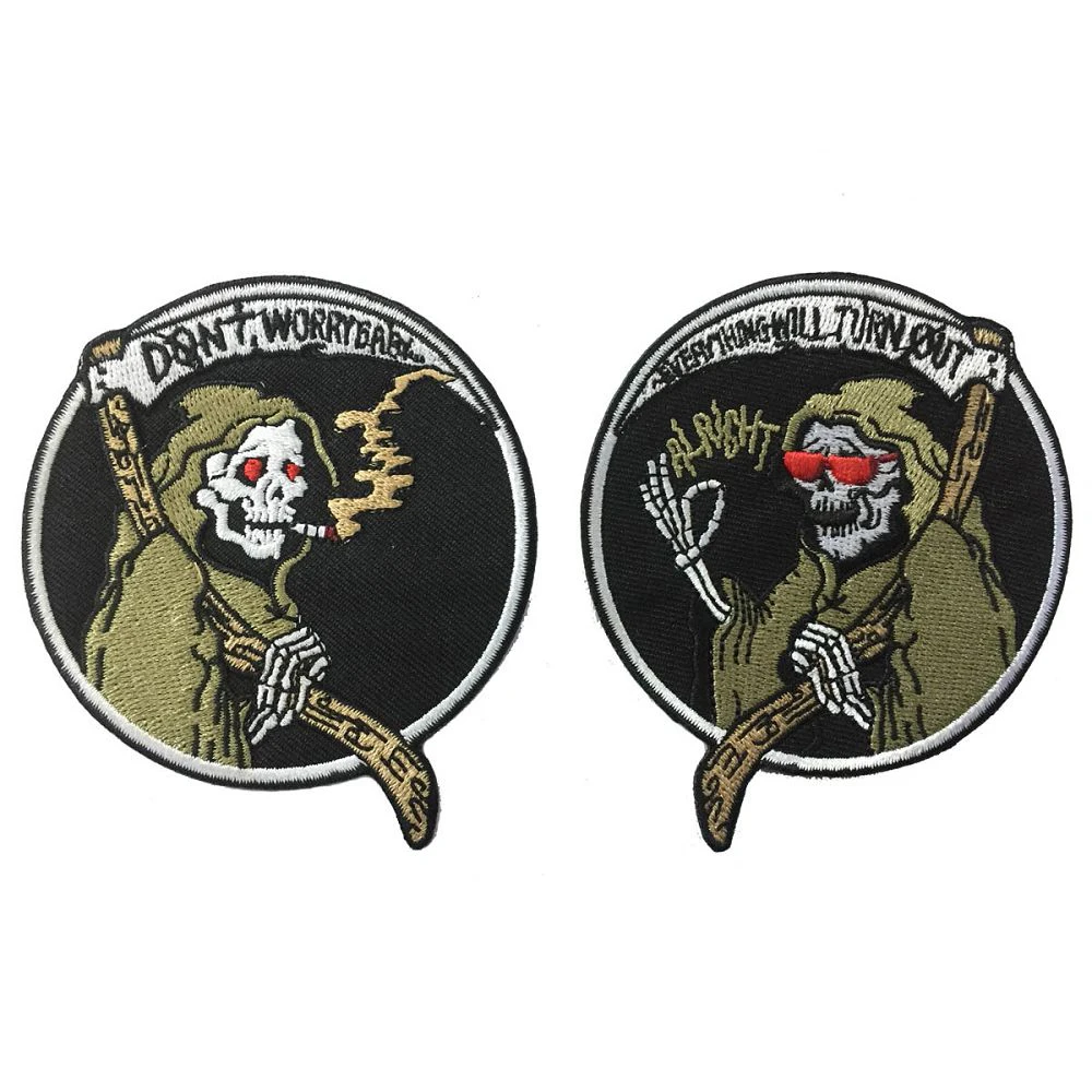 Патч Grim Reaper череп смерти красные глаза вышивка байкерские нашивки набор передний