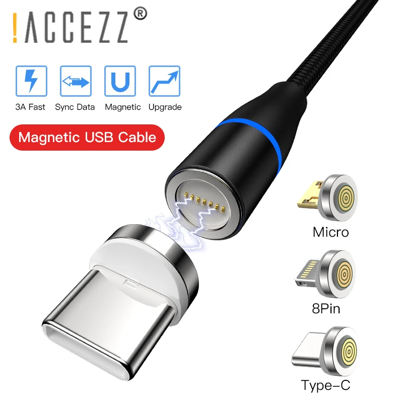 ! ACCEZZ Магнитный USB кабель 3A зарядный для синхронизации данных освещение iPhone XS MAX