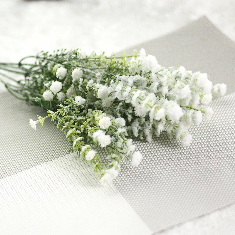 Искусственная ветка Gypsophila белый цветок голова зеленый babysvish для Рождественского
