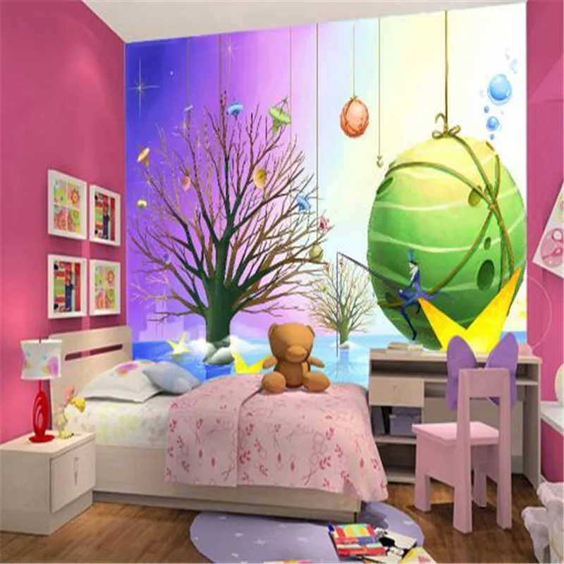 

Cartoon Photo Wall Murals Non-Woven Wallpapers Purple Abstract Tree Wallpaper Wall Papers for Living Room 3D TV Background Wall
