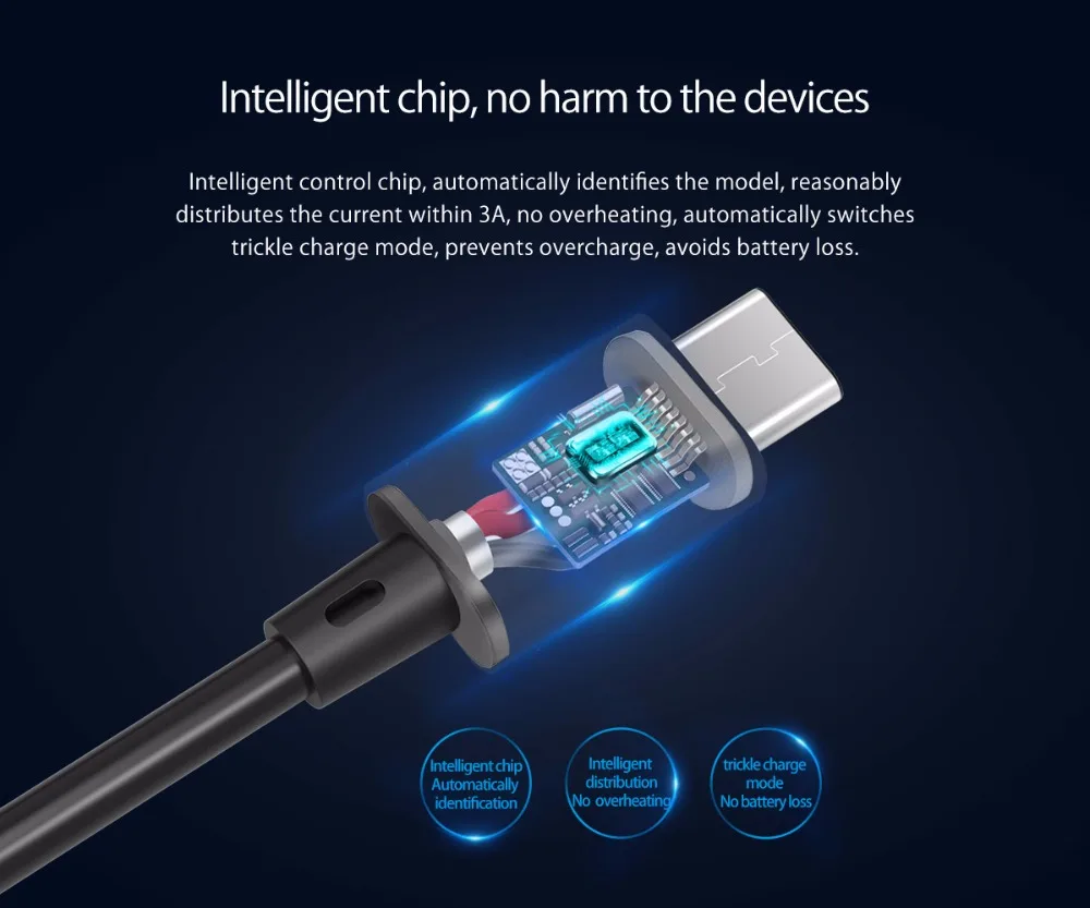 ORICO USB Type C кабель usb c кабели для зарядки 1 м Шнур 3A Макс Реверсивный провод Oneplus 7